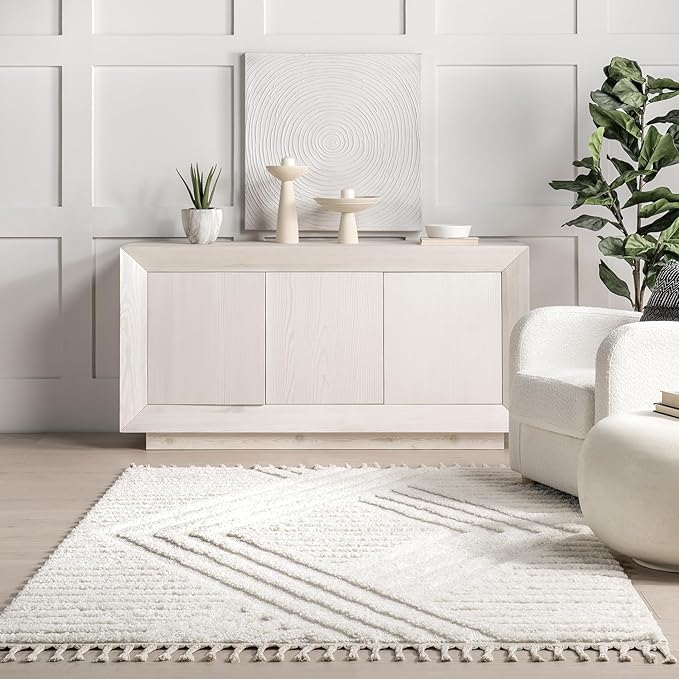 nuLOOM Risette Ivory, 2'6" x 10', Geometric, Soft and Textured, High Traffic, Stain Resistant, Easy Clean, Durable Runner for Bedroom, Living Room, Dining Space, Den, Foyer, Entryway