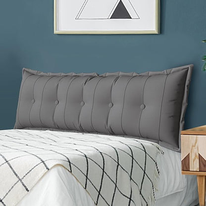 Large Bolster Reading Pillow Full Backrest Positioning Support Pillow Daybed Cushion Headboard Pillows for Bed Bunk Sofa with Removable Cover, Grey, 54x3x20 Inch