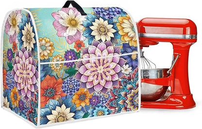 Kitchen Stand Mixer Covers Boho Mandala Flower Mixer Cover Dust Cover Washable Kitchen Appliance Cover for 6-8 Quart Mixers, Keep Your Kitchen Clean