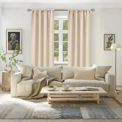 BGment Champagne Blackout Curtains for Bedroom 84 Inches Long - Thermal Insulated Room Darkening Curtain for Living Room, 42 x 84 Inch, 2 Panels