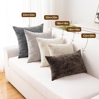 Decorative Throw Pillow Covers 18x18 Inch Set of 2, Soft Solid Farmhouse Chenille Couch Pillows, Spring Pillow Covers for Couch Sofa Bed Living Room Home Decor Pillowcase, Teal