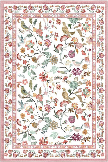 40"x50" Pink Floral Office Chair Rug, Easy to Clean Computer Chair Rug, Under Desk Rugs for Home Office, Desk Rugs for Rolling Chairs, Floor Mat for Hardwood Floors, Desks Carpet for Tile Floor