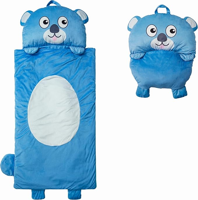 Kid's Nap Buddies Character Preschool Nap Mat, Toddler Sleeping Bag with Pillow for Daycare, Ages 3+