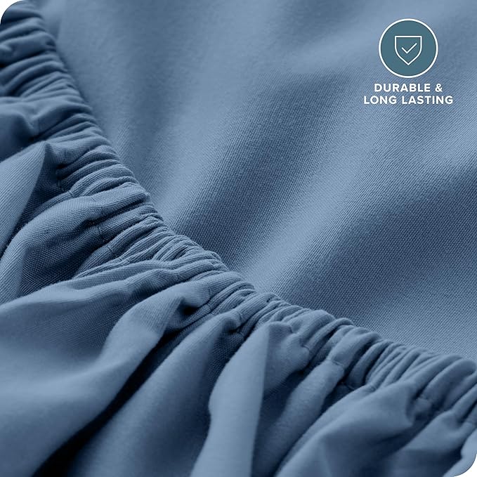 Bare Home Fitted Bottom Sheet Twin XL Size - Premium 1800 Microfiber - Ultra-Soft Hotel Luxury - Deep Pocket - Durable and Long Lasting (Twin XL, Coronet Blue)