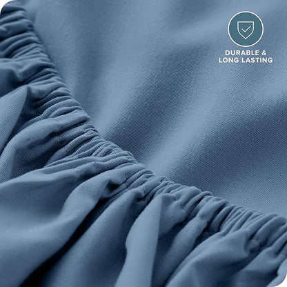 Bare Home Fitted Bottom Sheet Full Size - Premium 1800 Microfiber - Ultra-Soft Hotel Luxury - Deep Pocket - Durable and Long Lasting - Fitted Sheet (Full, Coronet Blue)
