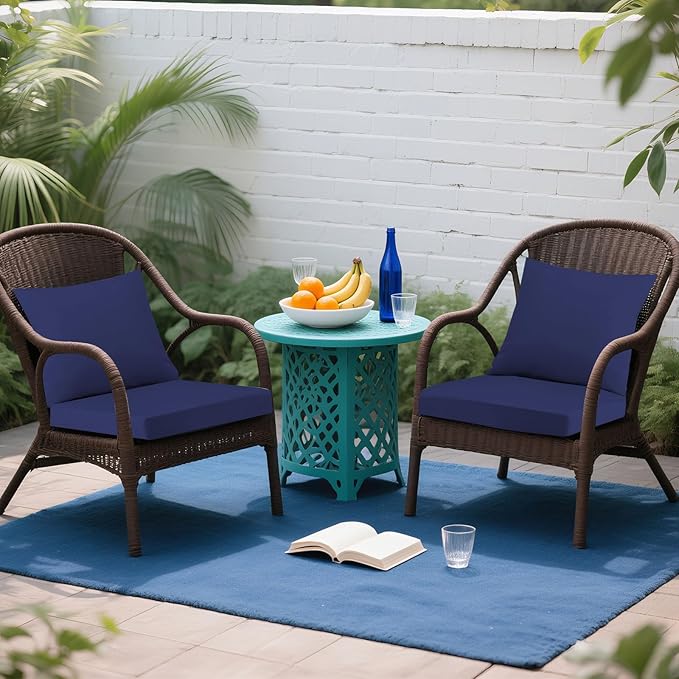 Outdoor Seat Cushion Set 22 x 22 In, Water-Resistant & Fade-Resistan, Patio Furniture Cushions with Removable Cover Deep Seat & Back Cushion with Handle and Adjustable Straps for Chair Sofa,2PC