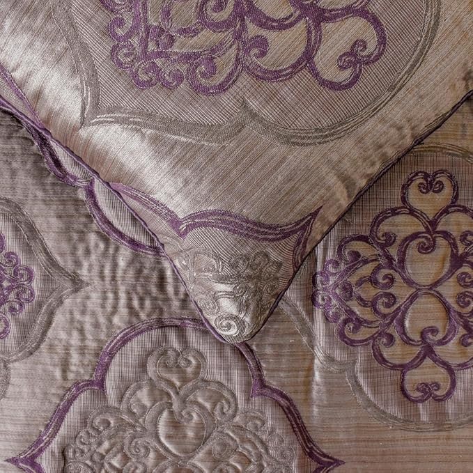 The HomeCentric King/Queen/Twin Purple Decorative King 90"x18" Bed Runner Without Pillow Cover, Damask & Quilted Bed Scarf on Jacquard Fabric - Embre Purple