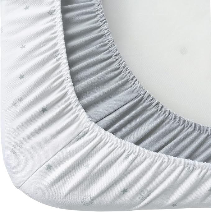 Bassinet Sheets 2 Pack-Fit for Mika Micky, RONBEI, Maydolly, INFANS, Ihoming, Pamo Babe 2in1, Cowiewie, Kinder King, Baby Delight, Koola Baby Bassinet Bedside,Ultra Soft, Grey&White Star
