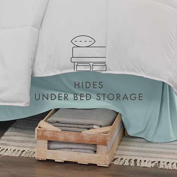 Linen Market Bed Skirt - Ultra Soft Microfiber - Easy Fit with 14 Inch Tailored Drop - Hotel Quality, Shrinkage & Fade Resistant - Bed Cover - Twin XL Bed Skirts - Bedroom Décor - (Twin XL, Aqua)