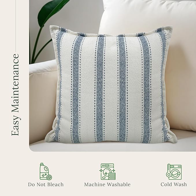 SanVia Scandi Nest Premium Cotton Throw Pillow Covers, 20 x 20 Inches, Luxurious Handwoven Couch Pillow Covers with Hidden Zipper, Elegant Home Décor, Insert Not Included
