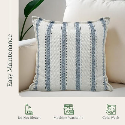 SanVia Scandi Nest Premium Cotton Throw Pillow Covers, 20 x 20 Inches, Luxurious Handwoven Couch Pillow Covers with Hidden Zipper, Elegant Home Décor, Insert Not Included