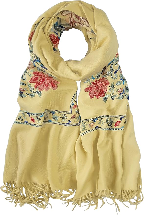 Urban CoCo Women's Embroidered Tassel Long Shawl Oversize Scarf Wraps for Women
