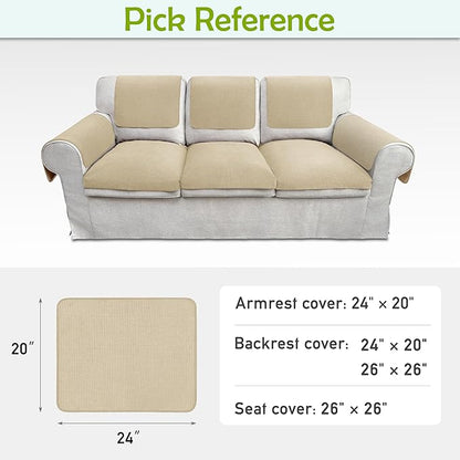 Couch Arm Covers, Waterproof Armrest Cover for Sofa, Armchair, Loveseat, Non-Slip Recliner Arm Covers, Sofa Headrest Covers, Arm Chair Covers Set of 2 (Sand, 24"×20")