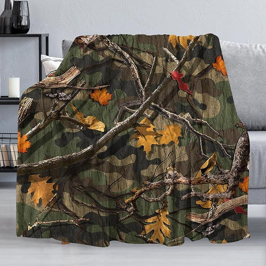 Classic Forest Camo Throw Blanket for Couch, Super Soft Fuzzy Throws Warm Comfortable Plush Fleece Blanket, Fashion Decorative Flannel Fleece Blanket for All Season(60 x 80 in, Forest Camo)