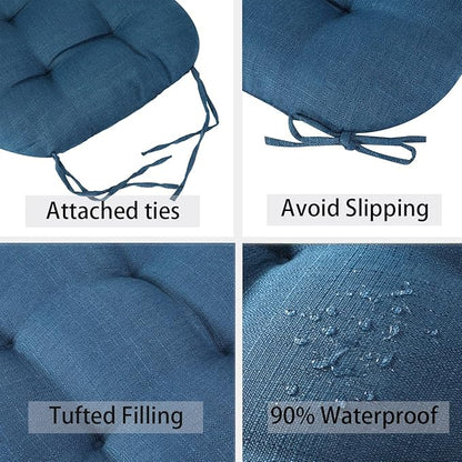 FUNHOME Outdoor Chair Cushions 19 x19 Inch,Water Resistant Tufted Seat Cushions 19",Reversible,Weather Resistant,Rounded Back Wicker Chair Cushion for Patio Garden Furniture(Light Blue)