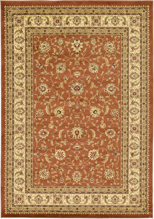 Unique Loom Voyage Collection Traditional Oriental Classic Intricate Design Area Rug (7' 0 x 10' 0 Rectangular, Terracotta/Ivory)