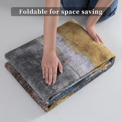 Ciicool Modern Abstract Area Rug 2x3 Washable Small Entryway Rugs, Non-Slip Low Pile Throw Rug, Foldable Kitchen Bathroom Rugs, Yellow Grey Blue Floor Carpet for Entrance Bedroom Indoor Doormat