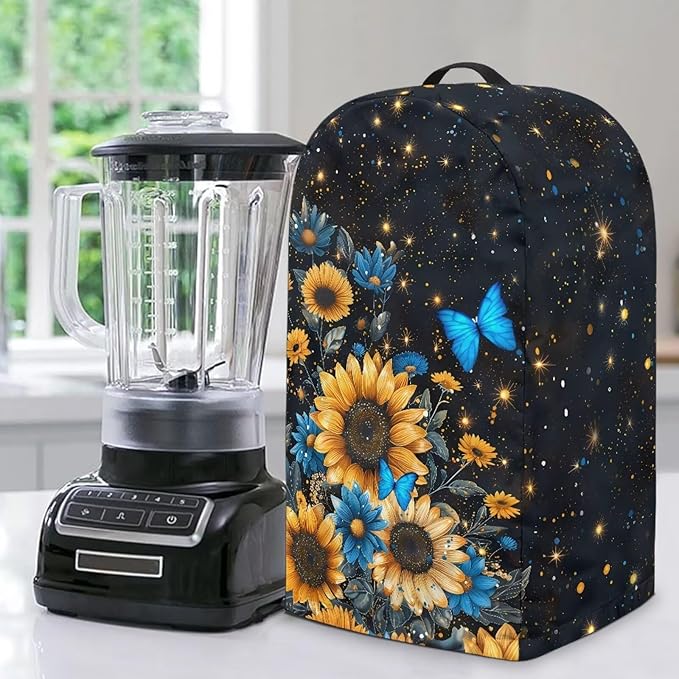Butterfly Flower Print Blender Dust Cover Stand Mixer or Coffee Maker Appliance Cover with Drawstring, Anti Fingerprint Dust Proof Stain Resistant Blender Covers for Home Kitchen