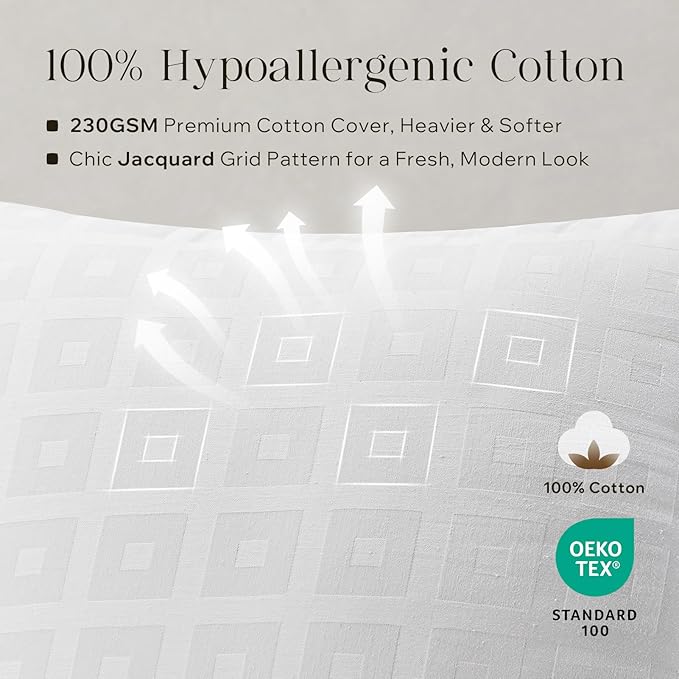 Phantoscope 20x20 Pillow Inserts, Decorative Throw Pillow Inserts with 100% Cotton Jacquard Cover, Virgin Fiber Pillow Sham Stuffer, Square Couch Cushion Pillows, Pack of 1, 20x20 Inch