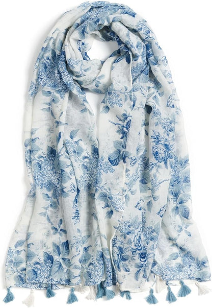 Scarf for Women Lightweight Soft Floral Leopard Printed Scarves Fall Winter Fashion Shawl Wrap with Fringe