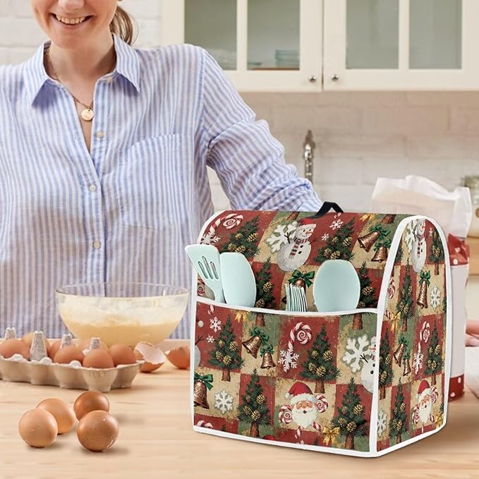 Christmas Stand Mixer Cover 4.5-5Qt Retro Mixer Cover Washable Anti-Stain Appliance Covers for Kitchen Counter Mixer Parts & Accessories Christmas Decor Gift for Friends