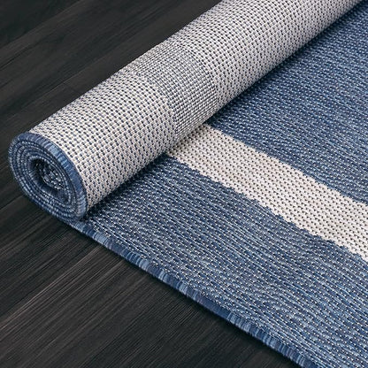 Bordered Outdoor Rug 6x9 Washable Outside Carpet for Indoor Patio Porch Waterproof Easy Cleaning Non Shedding Area Rugs Blue 6 x 9