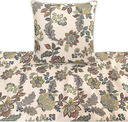 The HomeCentric King Queen Twin Multi Color & Ivory Handmade Twin 53"x18" Bed Runner with Pillow Cover, Floral Bed Scarf on Jacquard Fabric - Seasons Blossoms
