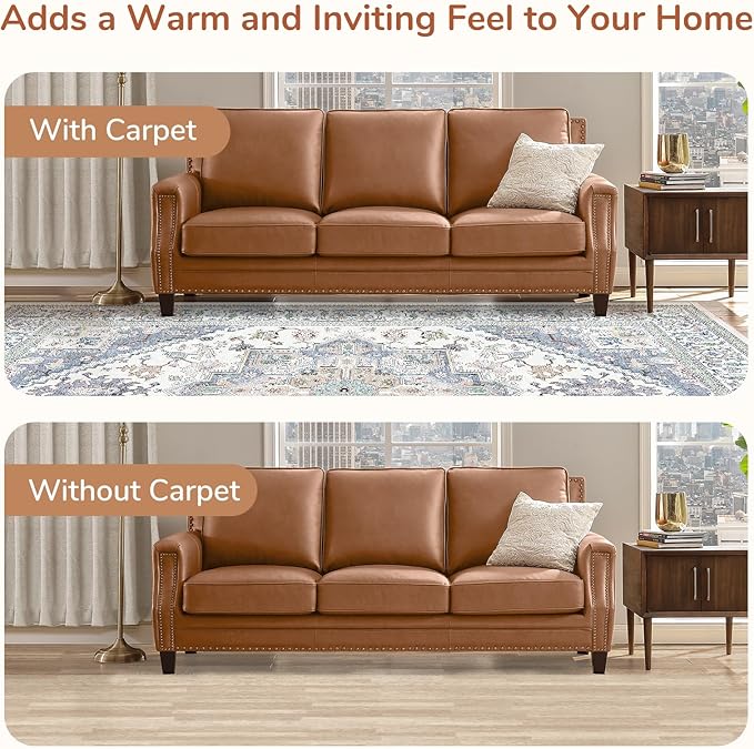 OPPODREAM Thin Area Rugs 5x7, 5x7 Washable Rug with Non Slip Backing, 5 x 7 Faux Cashmere Low-Pile Carpet, Purple & Green & Cream