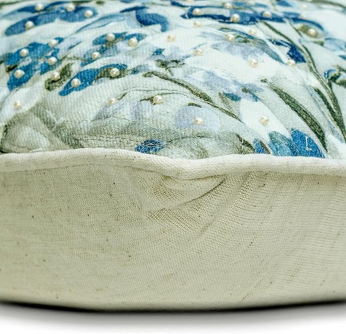 The HomeCentric King/Queen/Twin Blue Decorative Bed Runner King 90"x18" Bed Runner with Two Pillow Cover, Quilted Bed Scarf on Cotton Fabric - Garden Grace