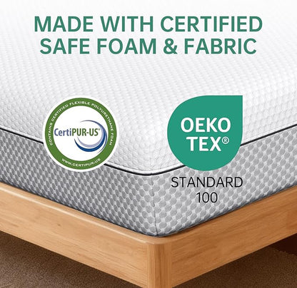 EYN Memory Foam Mattress Cooling Gel Size Matress in A Box Bed Frame Pressure Relief Medium Firm Size Removable Washable Cover Feel Bedroom Essentials CertiPUR-US Certified (8'', Twin XL)