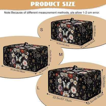 Waterproof Microwave Oven Cover Polyester-Linen Dust Cover for Microwave Oven Foldable Kitchen Machine Covers with Storage Pockets, Butterfly Daisy Floral Plant Moon Print, M