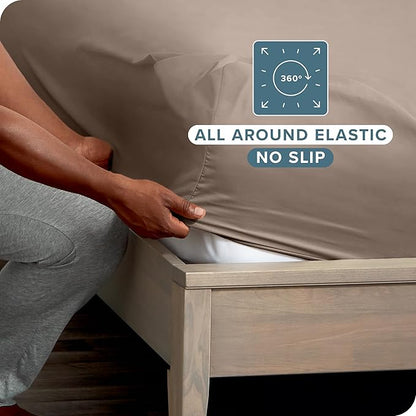 Bare Home 2-Pack Fitted Bottom Sheets Queen - Premium 1800 Ultra-Soft Wrinkle Resistant Microfiber - Deep Pocket (Queen, Taupe)