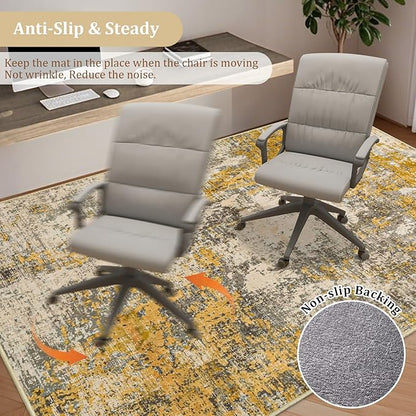 Office Chair Mat for Hardwood Floor, 72"x48" Easy Glide Computer Chair Mat Protector for Rolling Chair Under Desk Rug Nonslip Backing, Machine Wash
