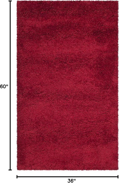 SAFAVIEH Milan Shag Collection Accent Rug - 3' x 5', Red, Solid Design, Non-Shedding & Easy Care, 2-inch Thick Ideal for High Traffic Areas in Entryway, Living Room, Bedroom (SG180-4040)