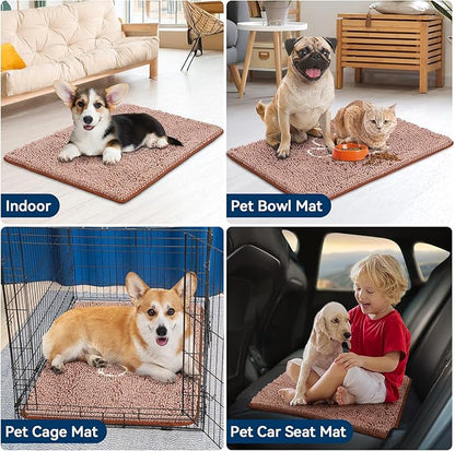 Bcoimo Super Absorbent Dog Door Mat, 30"*20" Anti Slip Mat for Muddy Paws, Pet Rugs for Dirty Paws Washable That Absorbs Moisture and Dirt, for Dog Cage and Pet Resting Carpet