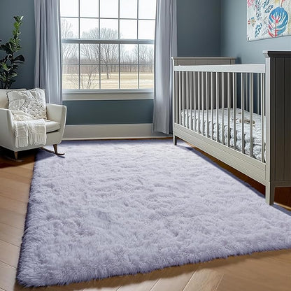 ONASAR White 8x10 Area Rugs for Living Room, Large Fluffy Shag Bedroom Rug, Washable Soft Plush Thick Shaggy Big Floor Carpet for Kids Boy and Girls Teen Dorm Nursery Indoor Home Decor Aesthetic