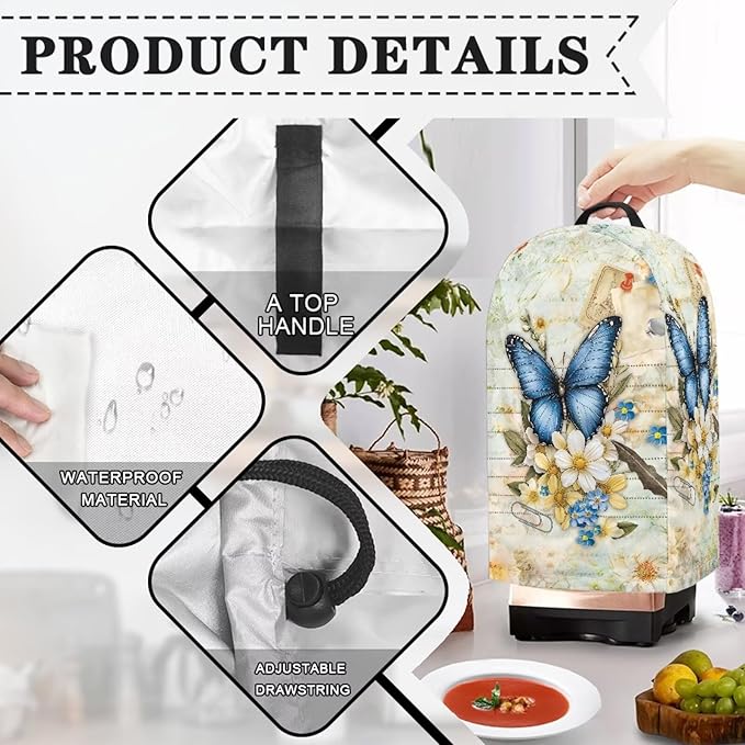 Blender Cover Stand Mixer Covers Boho Floral Butterfly Anti Fingerprint Dust Covers Juicer Cover for Home Kitchen Universal Appliance