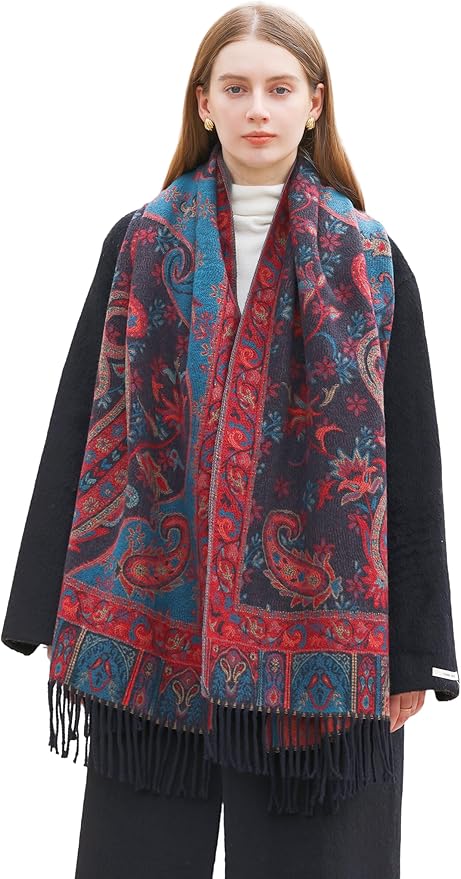 Wander Agio Warm Fashion Scarf Long Shawl Large Blanket Winter Wraps Scarves for Women Cashmere Jacquard Vintage Paisley