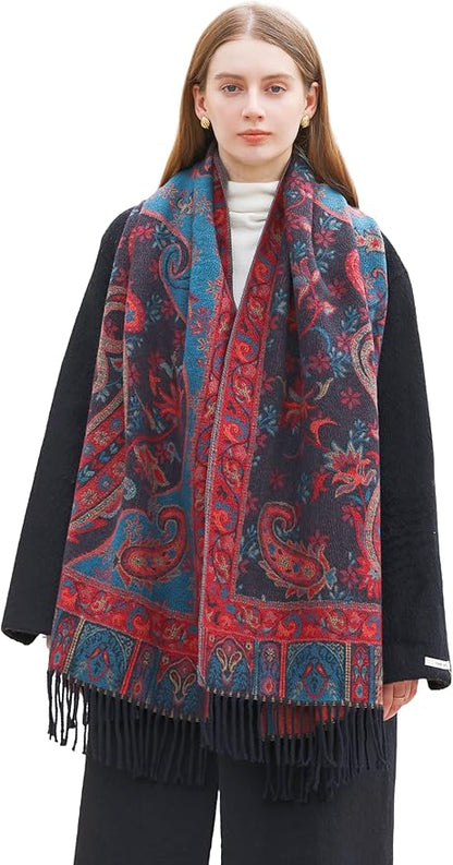 Wander Agio Warm Fashion Scarf Long Shawl Large Blanket Winter Wraps Scarves for Women Cashmere Jacquard Vintage Paisley