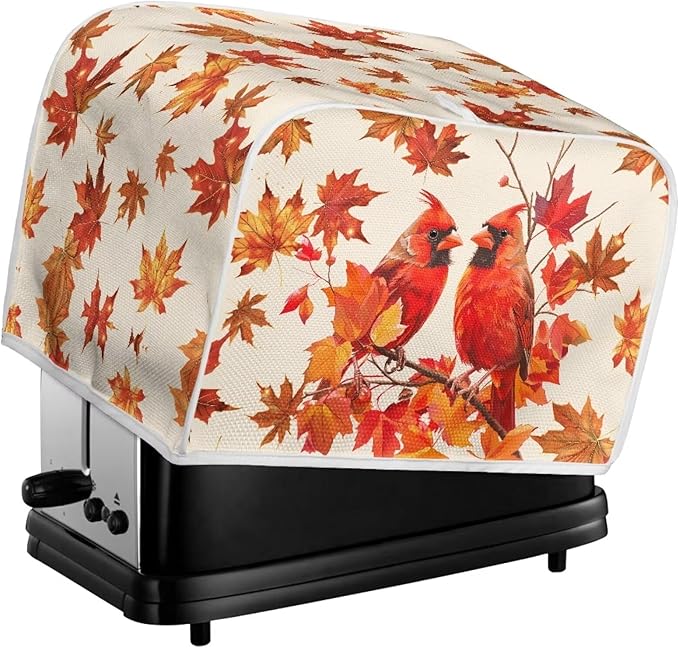 Cardinal Printed 2 Slice Kitchen Machine Covers, Maple Leaves Print Toaster Cover Fits Most Standard Toaster, Small Kitchen Appliance, Bread Maker Protector