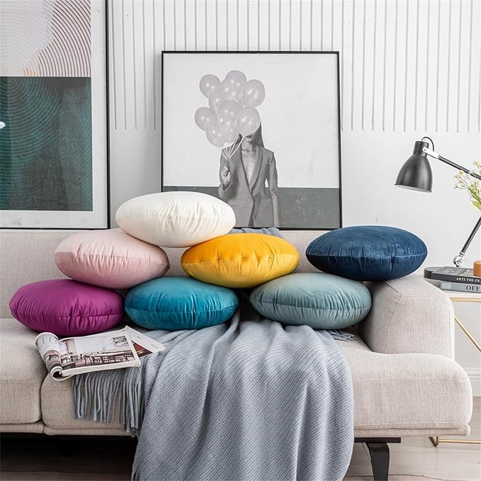 MOJUN Round Throw Pillow, 20" Cute Soft Round Seating Cushions Pillow Meditation Pillow Home Decorative Floor Pillows Cushions for Couch Sofa Car Living Room Bed, Light Pink