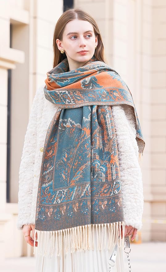 Wander Agio Warm Fashion Scarf Long Shawl Large Blanket Winter Wraps Scarves for Women Cashmere Jacquard Vintage Paisley