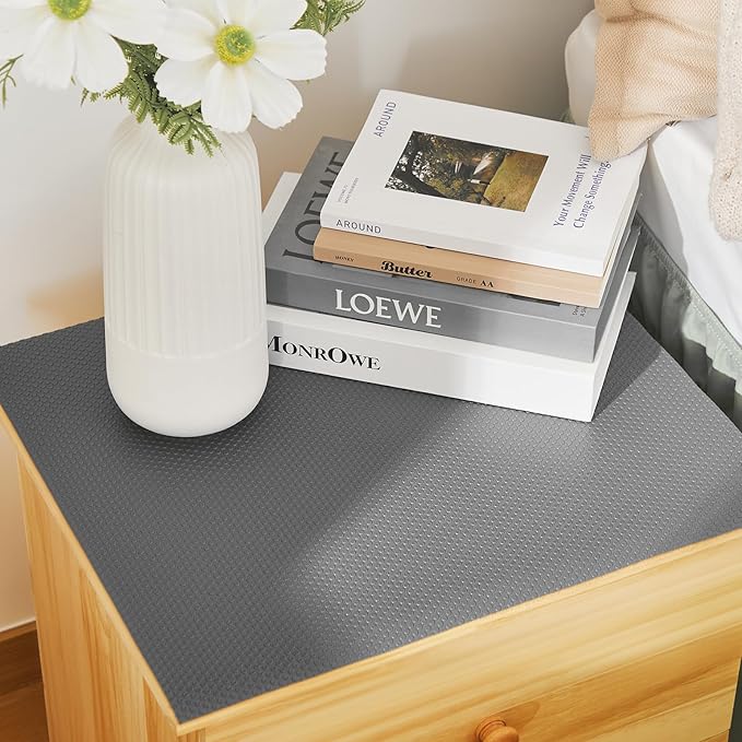 100% EVA Shelf Liner for Kitchen Cabinet, 24" x 360" Drawer Liners Non Adhesive Non Slip Waterproof Plastic Paper, Dresser Pantry Bathroom Refrigerator Protector, Grey