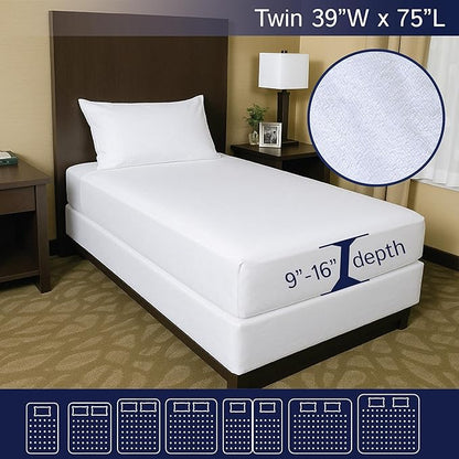 Zippered Waterproof Mattress Encasements - Hypoallergenic Mattress Protector Cover with Soft Cotton Terry Fabric Top - Twin Size 39' x 75'