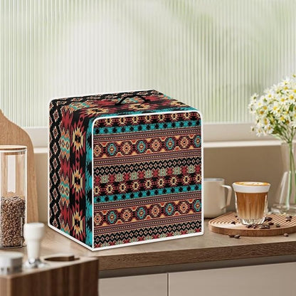 Aztec Style Coffee Maker Cover For Kitchen With Top Handle Waterproof Dust Appliance Cover Suitable For Most Coffee Machine Models Tribe Pattern