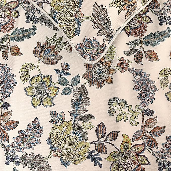 The HomeCentric King Queen Twin Multi Color & Ivory Handmade Twin 53"x18" Bed Runner with 2 Pillow Cover, Floral Bed Scarf on Jacquard Fabric - Seasons Blossoms