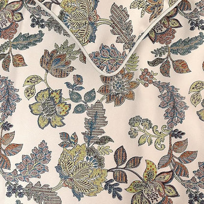 The HomeCentric King Queen Twin Multi Color & Ivory Handmade Twin 53"x18" Bed Runner with 2 Pillow Cover, Floral Bed Scarf on Jacquard Fabric - Seasons Blossoms