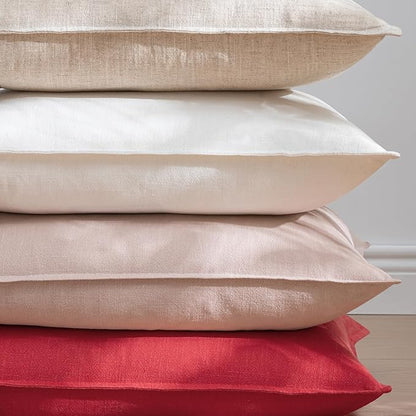 EMEMA Christmas Throw Pillow Covers Decorative Linen Pillow Covers 18x18 Inch Red Boho Farmhouse Neutral Couch Throw Pillows for Bed Pack of 2 Accent Pillowcase Modern Sofa Cushion Livingroom Home