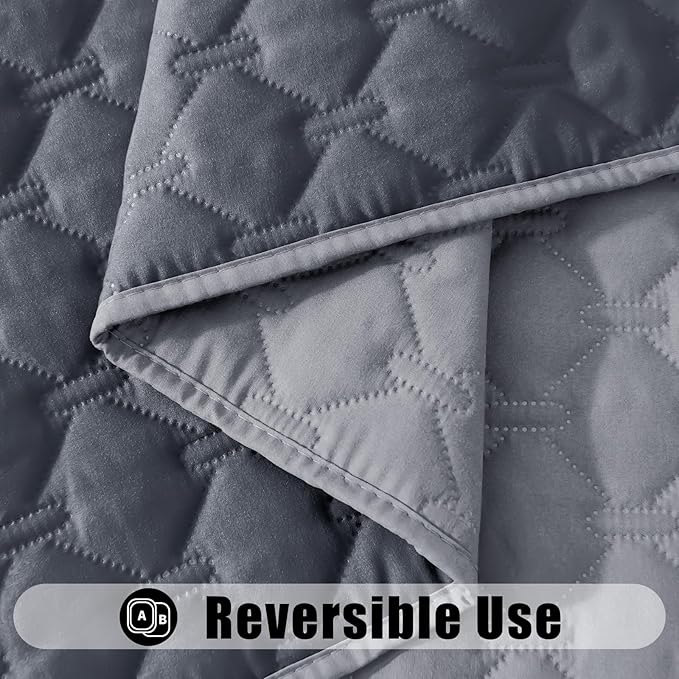 Smiry Waterproof Dog Bed Cover Blanket, Soft Reversible Pet Blanket, Washable Leakproof Cats Dogs Couch Cover for Sofa, Couch, Furniture, Plaid (30x70 Inch, Grey/Dark Grey)
