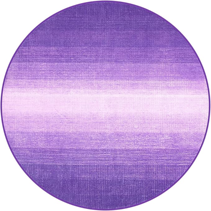 Wonnitar Modern Ombre Round Rugs 4ft, Washable Purple Bedroom Round Area Rug, Non-Slip Soft Circle Bathroom Throw Carpet, Gradient Low Pile Floor Mat for Bedside Entry (Purple, Round 4ft)